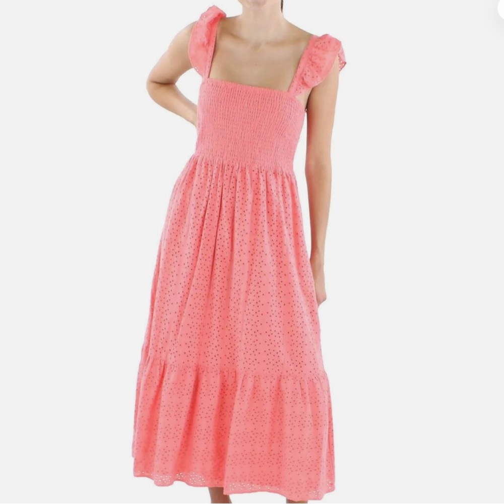 Nanette Lepore Coral Embroidered Eyelet Dress